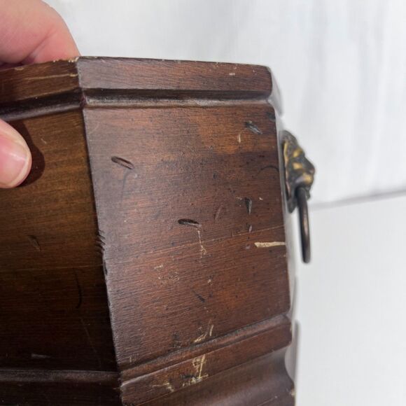 Antique Plantar Cachepot Lions Head & Ring Regency Flower Pot Inlaid Edwardian - Picture 9 of 9